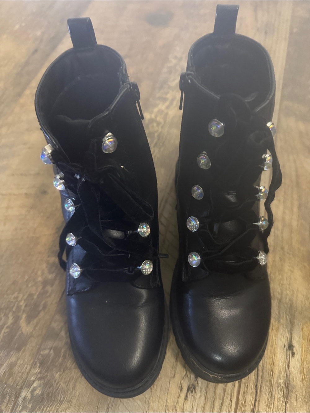 Art Class Black Embellished Lace-Up Ankle Boots Girls Size 2